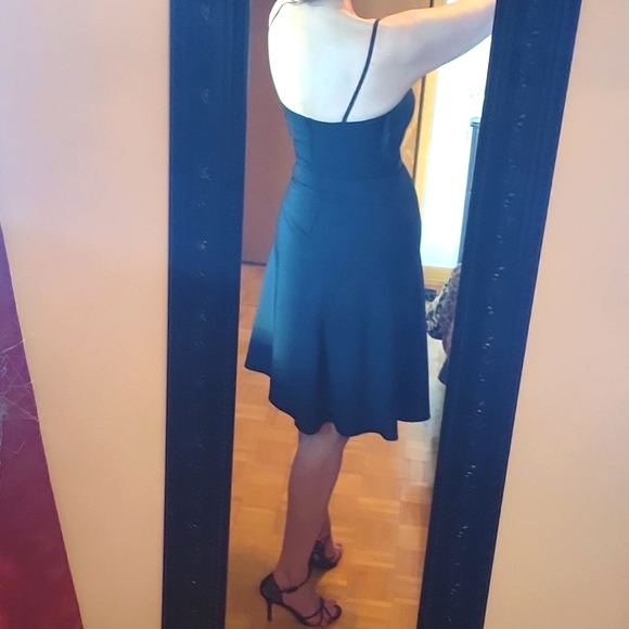 SALE! Cocktail Dress, Black, Spaghetti Strap, Stretch, A-line, Rosette, 6 - Picture 10 of 15